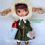 ＊グリーンワンピ×ふわふわ頭巾＊コーデ８点セット ＊ブライス ＊ blythe outfit ＊ワンピース・ブーツ・帽子＊