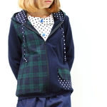 冬もの☆ネイビー配色柄フードパーカー♡