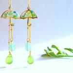 🍃☂UMBRELLA Earrings *Fresh Greenery*