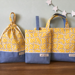 【SALE!50％OFF】イエローリボン柄のレッスンバッグ3点セット　 入園入学