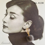 No.A130 大人▸︎▹︎グレー♥︎ファー × アンティーク ピアス