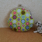 フラワースタンプ柄♡ま～るいがま口