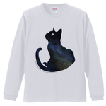 星空色の猫Tシャツ　ロングスリーブ　長袖　宇宙模様