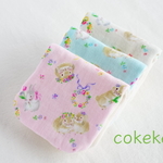 ୨୧ うさぎちゃん ୨୧ ふわふわ&やわらか８重ガーゼ ハンカチ♪３枚セット（無添加ガーゼ使用）