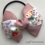 sale☆400円→350円♡花柄×ピンクリボンのボリュームヘアゴム♡