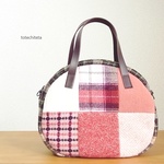 ころりんボストン(wool patch -pink x brown check-）