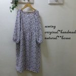 natural*(L)小花柄７分袖ワンピース
