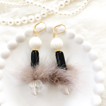 【pale brown】大ぶり × ミンクファー ヴィンテージ ピアス／イヤリング