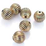 【直輸入】antiquegold*アンティーク風ストライプビーズ*20個*10mm