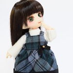 オビツ11用・緑チェックのジャンパースカート(オプションカットソーあり)