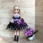 リカちゃんパープルリボンのミニドレス