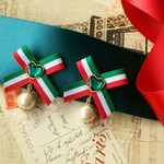 トリコロールリボンのイヤリング◇イタリア