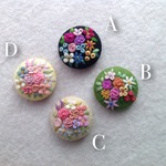 【再販×2】羊毛とフェルト花刺繍ヘアゴム or  ブローチ