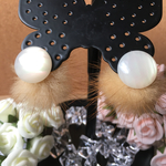 シェル風カボション♡2way♡ミンクファー♡ピアス✳︎イヤリング