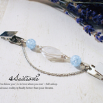 再販＊ショール・ストール留め　白&水色 silver系　*4seasons