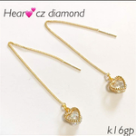 再販❗️ハート💕ジルコニアダイヤモンド💎k16gpアメリカンピアス