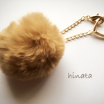【在庫処分sale】ふわふわ♡ラビットファーのバッグチャームキャメル