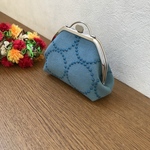 押口がま口ポーチ＊ミナペルホネン＊タンバリン dop ブルー