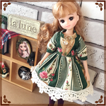 ブライス　リカちゃん  ワンピース　 七分袖 花柄