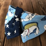猫・犬用衿型ニャンコ柄・星ネイビーネクタイ首輪29～31cm