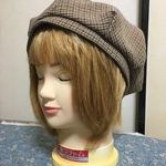 1点もの！まるっとゆるっとベレー帽 茶チェック