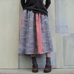 着物リメイク*ギャザースカート*灰色と桃色