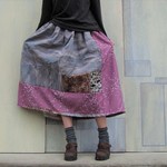 着物リメイク*ギャザースカート*裾が桃色