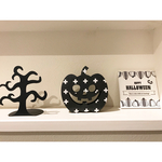 yucoco0811様専用ページ♡ウッドオブジェ ハロウィン かぼちゃ クロス柄 モノトーン 置物 木製