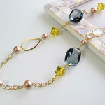 コットンパールとリングのロングネックレス 