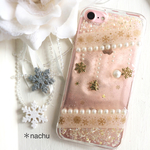 訳あり✳︎パールと雪のオーナーメントのiPhoneケース