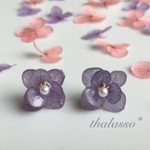 紫陽花とコットンパールのピアス 