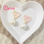 《♡100突破！》ハートシェルとパールのピアス/イヤリング