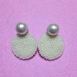 myanok様オーダー品 ビーズ刺繍のピアス パールホワイト