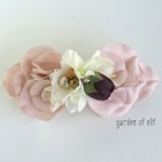 1点限り☆リボンバレッタ＊スモーキーピンク×ビジュー＊　