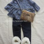 ★プチプラ★　ベビー服　大人みたいな　7～8分袖　切り替えブラウス　80サイズ　ネイビー系　