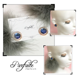 マラボーファーキャッチとアンティークブルーアクリルカボションのピアス