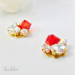 レッドカラービジューピアス/イヤリング