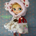 ＊自転車キリンワンピ×もこもこ頭巾＊コーデ８点セット ＊ブライス ＊ blythe outfit ＊ワンピース・ブーツ・帽子＊