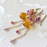 「ご予約品」ブランデーシトリン ピアス/イヤリング Autumn leaves(K14GF)