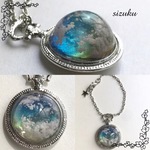 雲レジン 夕焼け空 懐中時計型 バッグチャーム