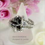 （再販）swarovski シルバーナイト・ハート【スワロフスキー変形ハートとジルコニアのビーズリング】 《ビーズアクセサリー》