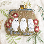 3羽のシロフクロウのがま口