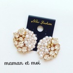 大ぶり♡パール×ビジューハーフピアス(イヤリング)