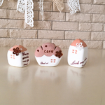 コロンハウス＊ナチュラルドット柄カフェ風ミニハウス お家オブジェ おうちオブジェ