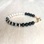 14kgf/Light&Shadow 2 colors of Agate×Onyx Bracelet