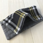 □658 Pile In Gauze ふわとろ大判ハンカチ チェック Black系