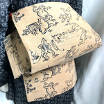  ●●お羊屋鳥獣戯画渋茶作り帯新品