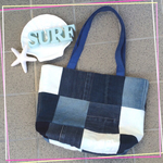 デニムパッチワークトートバッグ