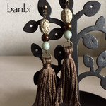 小さめクラシカル★ビーズ&タッセル ピアス【ブラウン】