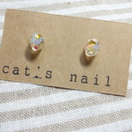 no.6【受注作品】ガラスパウダーと金箔入り宝石ピアス